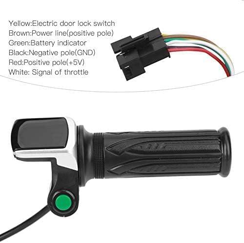 Electric Bike Throttle Grip, Twist Handlebar for Mini 6 Cores Ebike Grip Universal Bicycle Cable Accelerator Handle with Switch LCD Quantity Display for Motorbike Motorcycle Skateboard Scooter(36V)