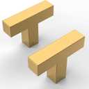 Amerdeco 10 Pack Brushed Gold Cabinet Knobs 2 Inch Length Single Hole T Bar Cabinet Pulls for Drawer Dresser Cupboard