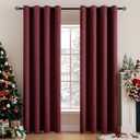 MIULEE Christmas Blackout Curtains 2 Panels, Room Darkening Thermal Insulated Drapes Solid Window Treatment Set Grommet Top Light Blocking Curtain for Living Room/Bedroom 52x84 inch,Wine Red