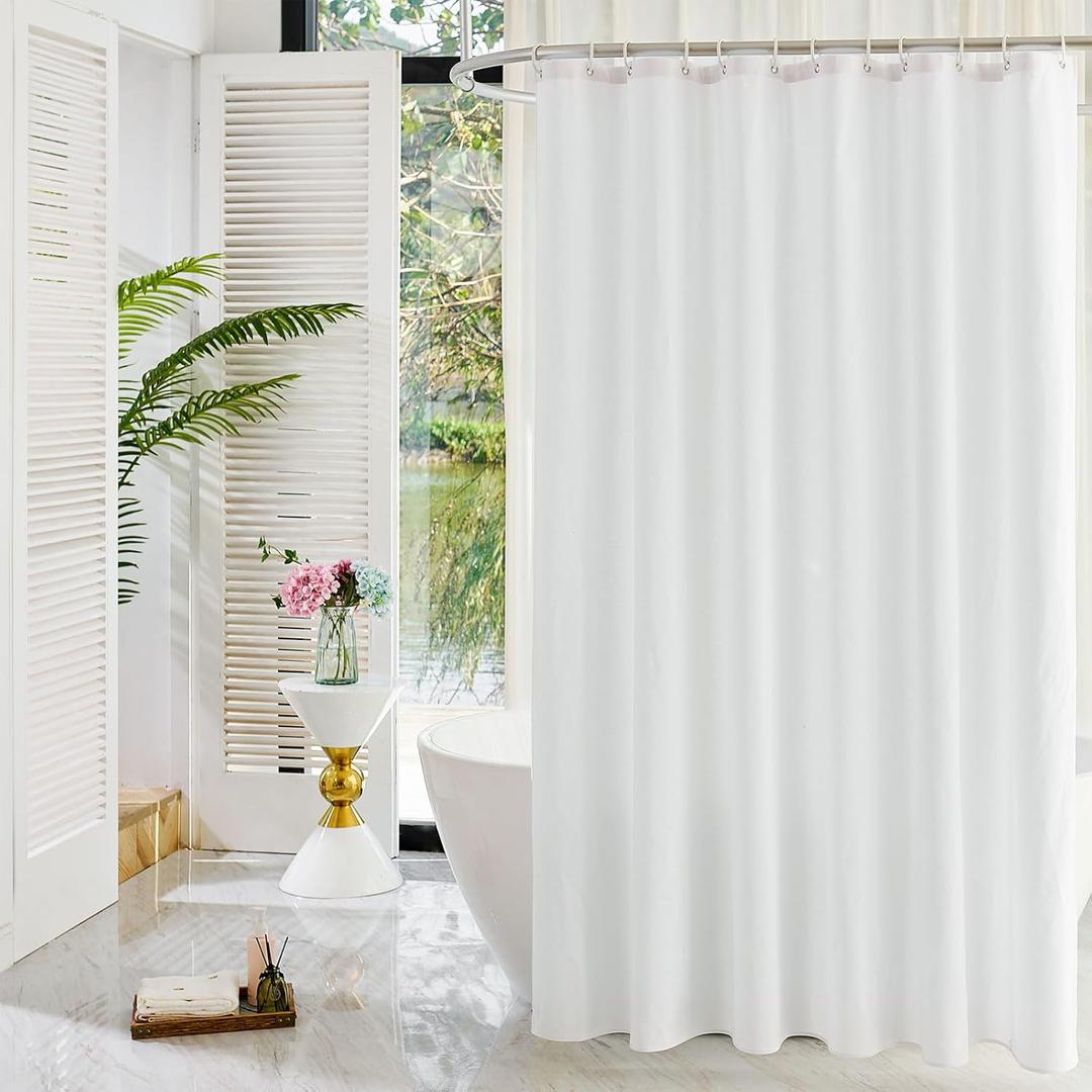 YISURE 100% Cotton Shower Curtains White, Luxury Fabric Curtain for Bathroom or Hotel, 72"x72" (72"W x 72"L (Pack of 1), White)