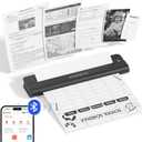 MUNBYN Portable Printers Wireless for Travel ITP02, Portable Printer Bluetooth, Support 8.5"x11" & A4 Thermal Paper, Compatible with Android, iOS & Laptop, Small Printer for Office, School(Black)