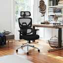 VECELO High Back Ergonomic Office Chair, Big and Tall Mesh Desk Chair with Wheels, Tilt Function, 3D Headrest, Lumbar Support, Swivel Rolling Computer Chair for Task, Home Office, Black, 21.7in x 26.0in x 49.0in