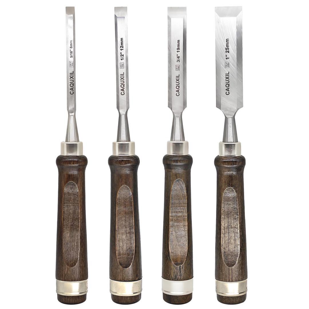 CAQUXIL 11" Wood Chisel Sets for Woodworking, SemiCircular Edge Blade Chisel Woodworking Tools, Woodwork Chisel Carpentry Tools4 Pack