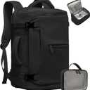 CAMTOP 40L Travel Backpack for Women Men, Lightweight Carry on Backpack for Flight Approved Expandable Personal Item Travel Bag with Makeup Bag Water Resistant Luggage Fits 17.3" Laptop (Black)