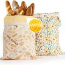 2-Pack pure cotton Reusable Beeswax Bread Bags - Large 17x13 Inch for Sourdough & Homemade Bread Storage | All-Natural Beeswax Preservation, Eco-Friendly Cotton Food Bags - Easy to Clean & Daily Use