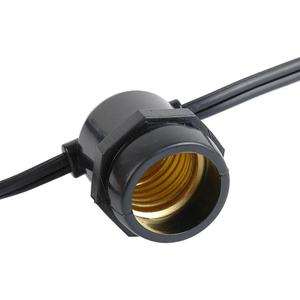 Novelty Lights 37.5 Feet Heavy Duty Light String with 25 in-Line E26 Sockets, Black Wire PVC Commercial Grade Stringer, 18" Spacing, End-to-End Connectable, No Bulbs