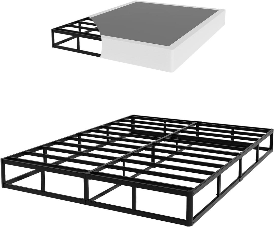YORMDMO Queen Size Box Spring, 9 Inch Height-Profile Box Springs with Washable Cover, Heavy Duty Metal Mattress Foundations Easy Assembly Noise-Free