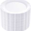 DaYammi 60PCS White Plastic Plates, Heavy Duty White Disposable Premium 7.5inch Dessert Cake Salad Appetizer Plates Hard Plastic Platos Disposable for Party Wedding