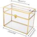 NCYP Small 9.8 x 5.6 x 7.7 Inch Wedding Glass Cards Box with Slot - Gold Envelope Card Holder for Birthday Party Reception, Home Indoor Decor - Slot Length 7.1 Inches (No Lock)