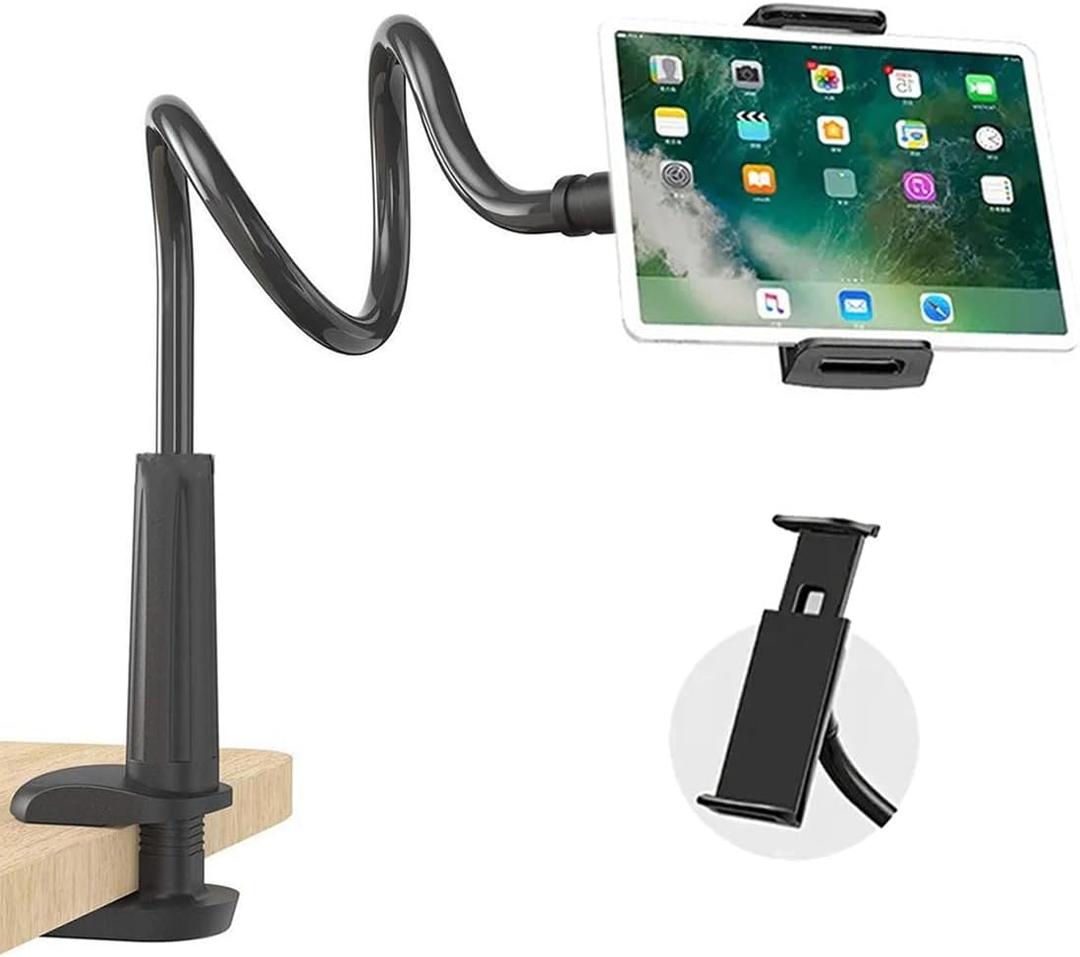 Gooseneck Tablet Holder,Tablet Stand for Bed Gooseneck Mount Flexible Arm 360 Clip,Flexible Arm Clip Tablet Mount Compatible with iPad mini Pro Air, Switch, Samsung Galaxy Tabs, More 4.7-10.1"
