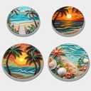 Tucocoo Abstract Beach Electric Stove Burner Covers, Set of 4 Round Stove Burner Covers, 8Inches and 10Inches, Gas Stove Burner Covers, Metal Stove Burner Cover, Palm Tree Sunset Cooktop Decorative