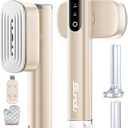 Travel Steamer for Clothes,Sundu Portable Handheld Garment Steamer,15s Fast Heat-up,2 Water Tanks (180 ml&100 ml),Steamer Ironing Gloves,45 Minutes of Continuous Ironing for Home,Travel(Pale Gold)