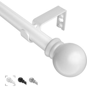 Curtain Rods for Windows 31"- 46", 5/8 inch Small White Curtain Rod Adjustable by Splicing for Bedroom, Living Room, Kitchen and Outdoors