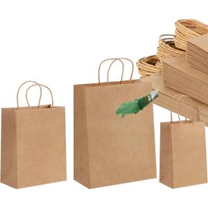 GetFeeds 150PCS small gift bags, brown gift bags, available in Suitable for gifts, groceries, retail, parties, birthdays, shopping, business use, gifts, crafts, takeout,, Large+Medium+Small