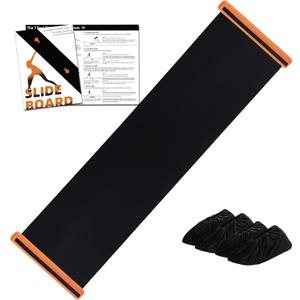 Slide Board For Working Out For Beginners And Pros, 4.6/6 Exercise Slide Board With 2 Sets of Shoes Booties (Black)
