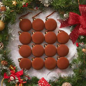 Brightown 15 Pcs Brown Velvet Christmas Balls, 3.15 Inch Velvet Ornaments for Christmas Tree, Christma Tree Flocked Ornaments Balls for Family Holiday Wedding Party Xmas Hanging Decoration
