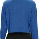 Long Sleeve Crop Top for Women Loose Workout Thumb Hole Tops (Blue, XL)
