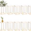 10 Pcs Gold Vase Metal Column Stand Road Lead Geometric Centerpiece Vase for Tables, 15.75in Floor Vases Decorative Tall Flower Rack for Home Event Party Wedding Decorations for Reception