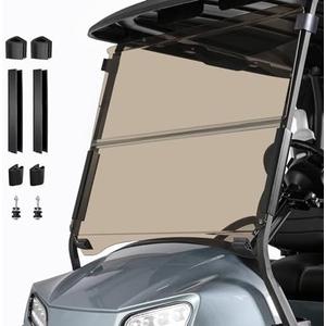 Cartalia Golf Cart Foldable Windshield 3/16" (5MM) Thicken Only Fits Club Car Precedent 2004+, Tempo 2017+, Onward 2017+, 1"×1" Struts Rail Front Folding Acrylic Windshield Replacement - Tinted