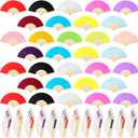 80 Pieces Paper Hand Fan and Organza Hand Fan Bags Bamboo Folded Hand Fan Paper Handheld Fans for Wedding Party and Home Decoration Church Wedding Gift, Party Favors, DIY Decoration(Multicolor)