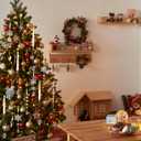 Frienda 6 Pcs Christmas Tree LED Crystal Candles with Remote 10 Pcs Santa Acrylic Snowflake Icicle Ball Ornaments with Drop Pendants Hook for Xmas Santa Holiday Party