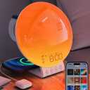 MOMILLA Sunrise Alarm Clock, 3 in 1 Wireless Charging Station, Smart App Control White Noise Sound Machine, Wake up Light, Sunset Night Light Alarm Clocks for Heavy Sleepers Kids