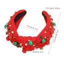 Christmas Headband for Women,Pearl Rhinestone Crystal Jeweled Hairband, Christmas,New Year's Day,Valentine Day,Mother's Day Knot Hair Hoops,Festive Pearl Hair Accessory(Red+Green)