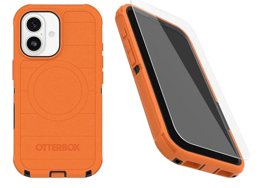 OtterBox iPhone 17 (Only) Bundle: Defender Series Case & Screen Protector - Blaze Orange - Case Only - Snaps on MagSafe - Tough - Rugged & Durable