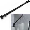 Shower Glass Door Support Bar, Wall-to-Glass Brace for 1/4"(6mm), 5/16"(8mm), 3/8"(10mm) Frameless Glass Panel, 18 Inch Long Stainless Steel Shower Rod, Matte Black