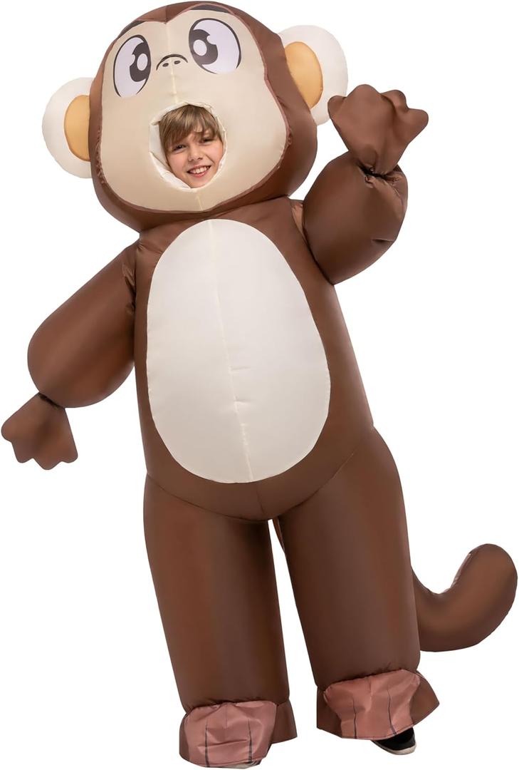 Spooktacular Creations Kids Inflatable Monkey Costume, Halloween Inflatable Costume for Boys, Full Body Monkey Air Blow Up with Gloves for Halloween Cosplay Dress Up Parties