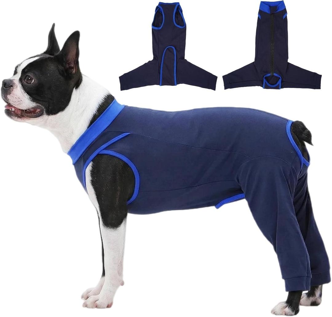 Comfortable Dog Surgery Recovery Suit with Rear Leg Sleeve to Stop Licking, Body Dog Recovery Suit Female, Protective Dog Pants, Neutering Recovery Suit for Male Dogs, Navy L