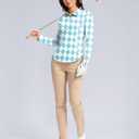 Women's Golf Shirts Lightweight UPF 50+ Long Sleeve Shirts UV Protection Quick Dry Cool Polo Shirts for Women Work Outdoor (Blue Plaid)