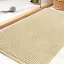 Waffle Bath Mat Upgraded Waffle Bath Mat Bathroom Rug Super Absorbent Non Slip Bathroom Rug Machine with Tassels Ideal for Hallway Bedroom Laundry Room(Beige,20 * 31in) (1'8" x 2'7" (Rectangular))