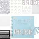 Letters To The Bride Scrapbook Wedding Memory Book DIY Bridal Blank Paper Scrapbook Photo Album with White Lace Stickers Silver Alphabet Sticker Pearl Patches Envelopes Bows (Blue)