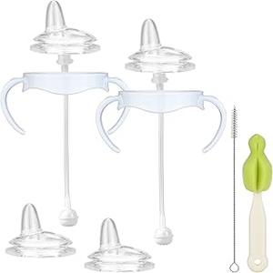 4 Pack Replacement Silicone Nipples Compatible with Philips Avent Natural Response Baby Bottle, Replacement Soft Spout for Sippy Cup, Easy Transition from Bottle to Cup (Flow 5, Standard Flow)