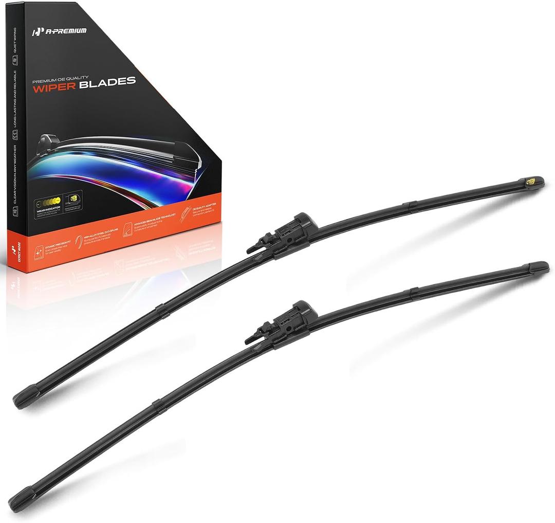 A-Premium 22"+22" APWB134 Windshield Wiper Blades Compatible with Chevrolet Silverado 1500 LD, Tahoe, Suburban & GMC Sierra 2500 3500 HD - TL2/TLP Connector, w/Wear Indicator & Towel (Pack of 2)