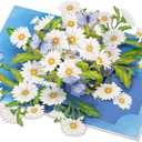 POPWOW Daisy Pop Up Cards, White Daisy, Butterfly, 3D Greeting Cards, Gifts for Birthday, Mothers Day, Valentines Day, Mom, Wife, Girlfriend, Sister, 5x7 - Includes Envelope And Message Note