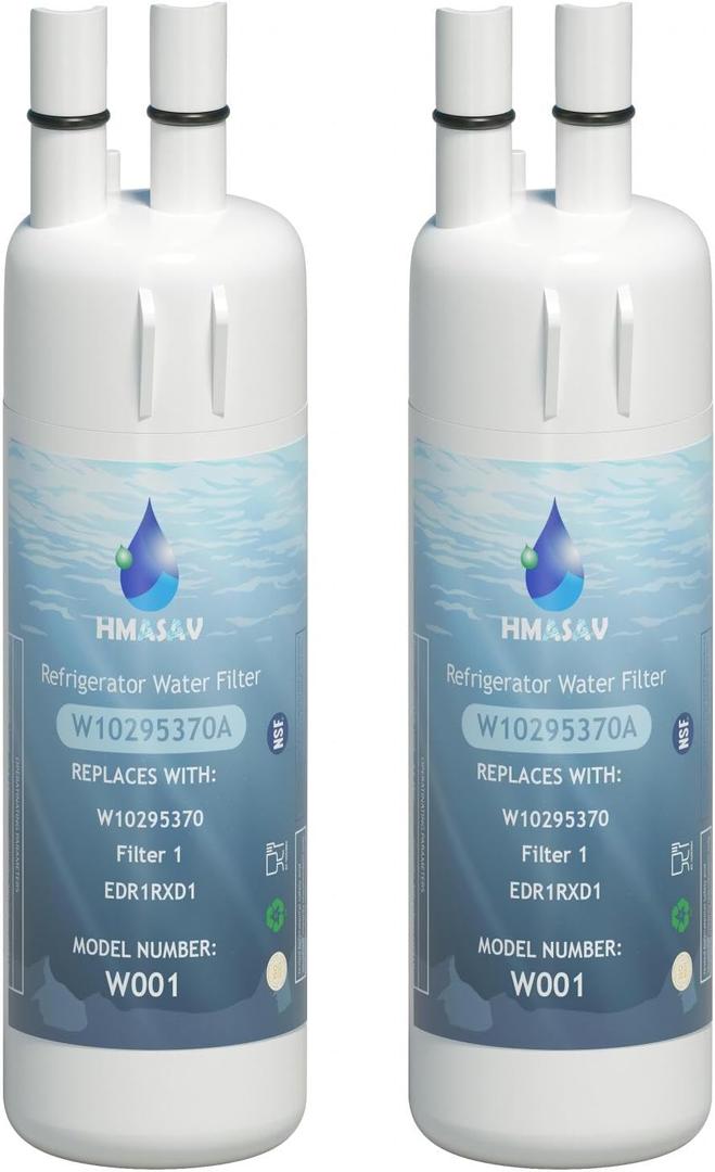 EDR1RXD1 Water Filter Replacement Whirlpool, Compatible with Everydrop Filter 1, W10295370A, EDR1RXD1B, W10295370, WHR1RXD1, KAD1RXD1, P4RFKB2, P8RFWB2L, 46-9930, 46-9081, 2PACK