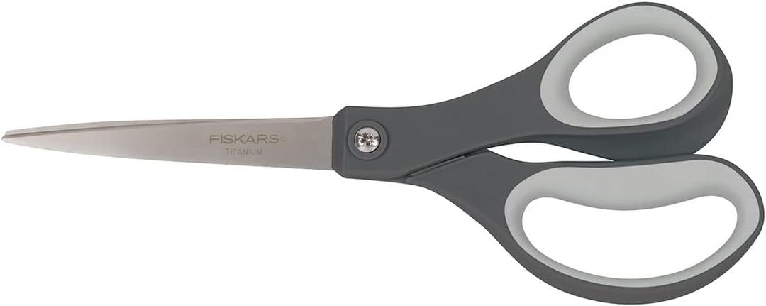 Fiskars 01-005409 8 Inch Softgrip Titanium Scissors, Single (Gray)