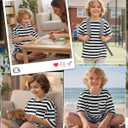 Boys Oversized Striped T-Shirt with Chest Pocket Short Sleeve Crew Neck Casual Summer Tee for Boys 5-14
