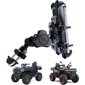 QYMOTO ATV Phone Holder Mount,Motorcycle Handlebar Phone Mount,4 Wheeler Anti Vibration 360 Cell Phone Holder Clamp Fit CFMOTO Cforce,Polaris Sportsman,Can am Outlander Adjustable Fit 4.7"-7.1'' Phone