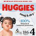 Huggies Size 4 Diapers, Snug & Dry Baby Diapers, Size 4 (22-37 lbs), 186 Count (6 Packs of 31)