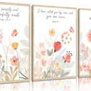 YUFXSTZV 3pcs Flower Christian Wall Art Bible Verse Wildflower Canvas Painting Boho Nursery Posters Aesthetic Religious Wildflower Wall Decor For Living Room Bedroom Home Decorations Unframed