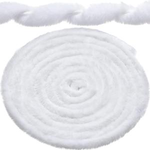 WILLBOND Christmas Faux Fur Ribbon Trim Winter Tree Garland Artificial Furry Stripe Accessory Holiday Faux Fur Fabric Roll Garland for Xmas Party Sewing Costume Trimming(White, 2 Inch X 100 ft)