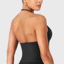 YEOREO SoftHue Impact Longline Strappy Top Women's Halter Workout Tank Tops Backless Gym Longline with Adjustable Strap (Black, L)