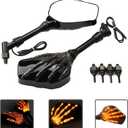 Heart Horse Motorcycle Mirrors Rear View Mirrors, Electric bright Skull Skeleton Hand Rearview Mirror, Suitable for Most Motorcycles with a Diameter of 8 mm 10 mm