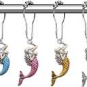 Sea Theme Shower Curtain Hooks - Decorative Shower Curtain Rings Rust Proof Shower Hooks for Curtain Liner,Ocean Beach Shower Curtain Hooks, Coastal Tropical Bathroom Decor (Multicolour)