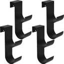 codree 4 Pcs Pool Fence Hooks for Pool Equipment, Black Heavy Duty Fence Hooks for Pool Poles, Slipe-on Fences Hanger for Pools Hose Pools Skimmer, Fit 3/4 Inch to 1-1/4 inch Railing