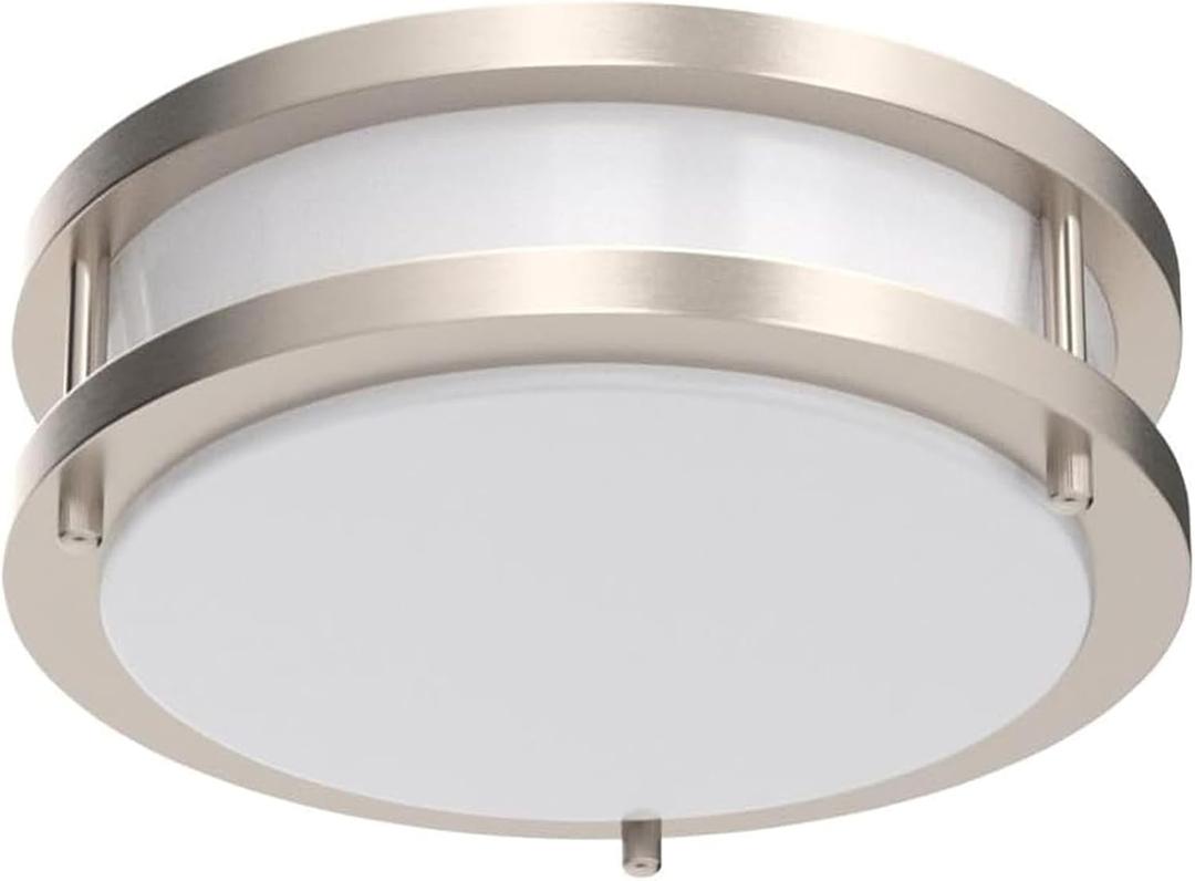 Drosbey 65W LED Flush Mount Ceiling Light Fixture, 15 inch Light Fixtures Ceiling for Bedroom, Kitchen, Bathroom, Office, Garage, Super Bright 6500 Lumens, Daylight White 5000K (Brush Nickel)