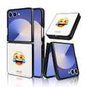 emoji for Samsung Galaxy Z Flip 7 Magnetic Phone Case [Compatible with MagSafe] Anti-Fingerprint PU Leather Shockproof Protective Emoticon Case for Samsung Z Flip 7 (White)